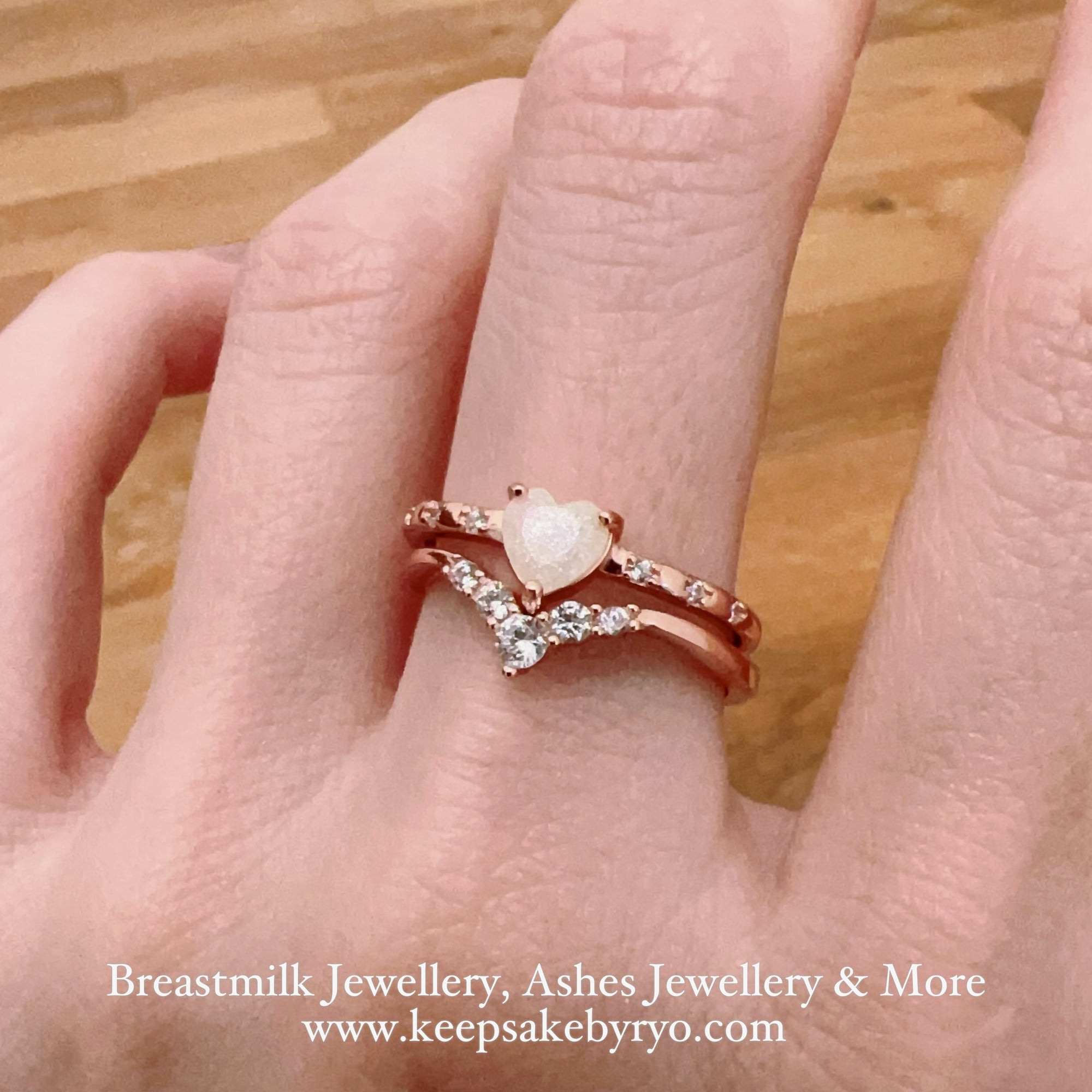 SOLITAIRE: PHOEBE STACKING DUO RINGS WITH HEART SHAPED SOLITAIRE