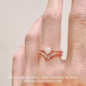 SOLITAIRE: PHOEBE STACKING DUO RINGS WITH HEART SHAPED SOLITAIRE