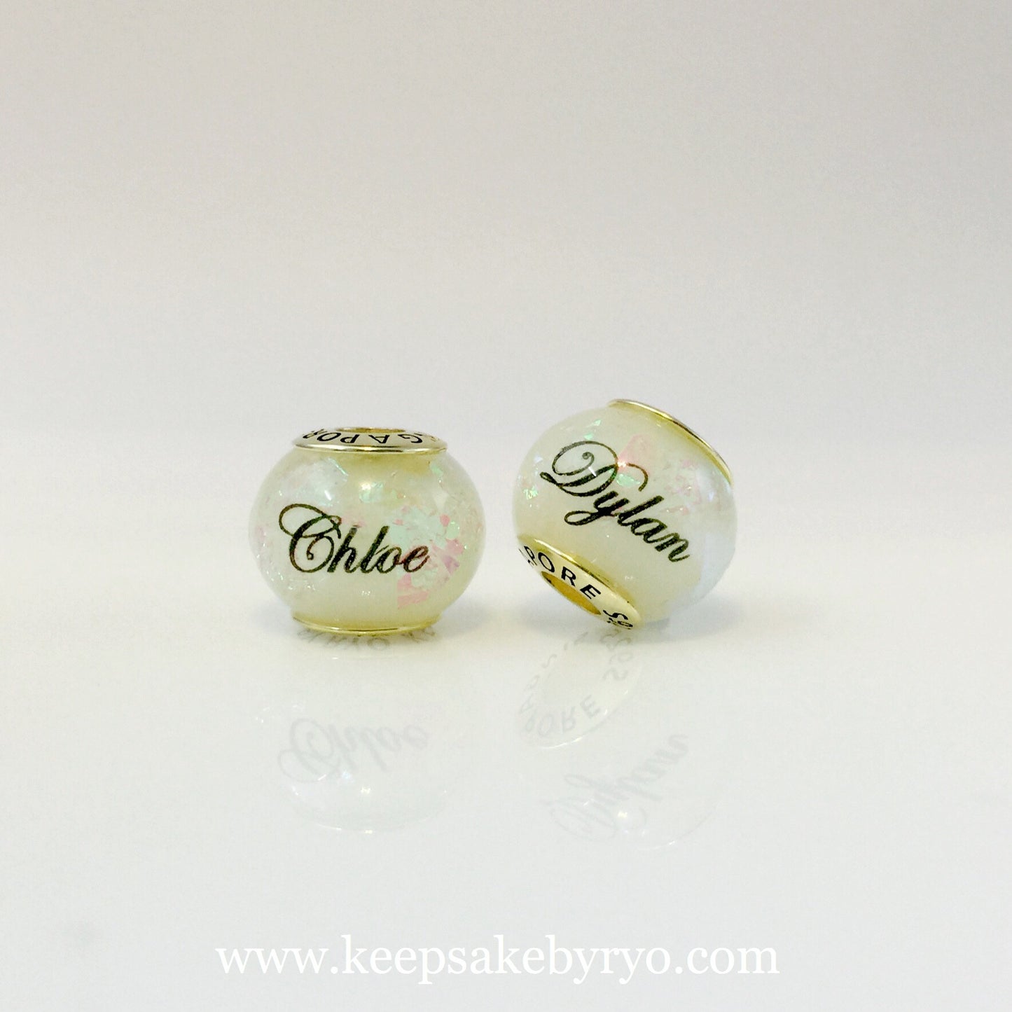 BREASTMILK EUROPEAN CHARM WITH HOLOGRAPHIC FLAKES