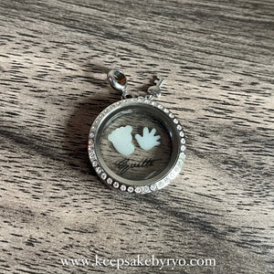 BABY FOOT AND PALM GLASS LOCKET