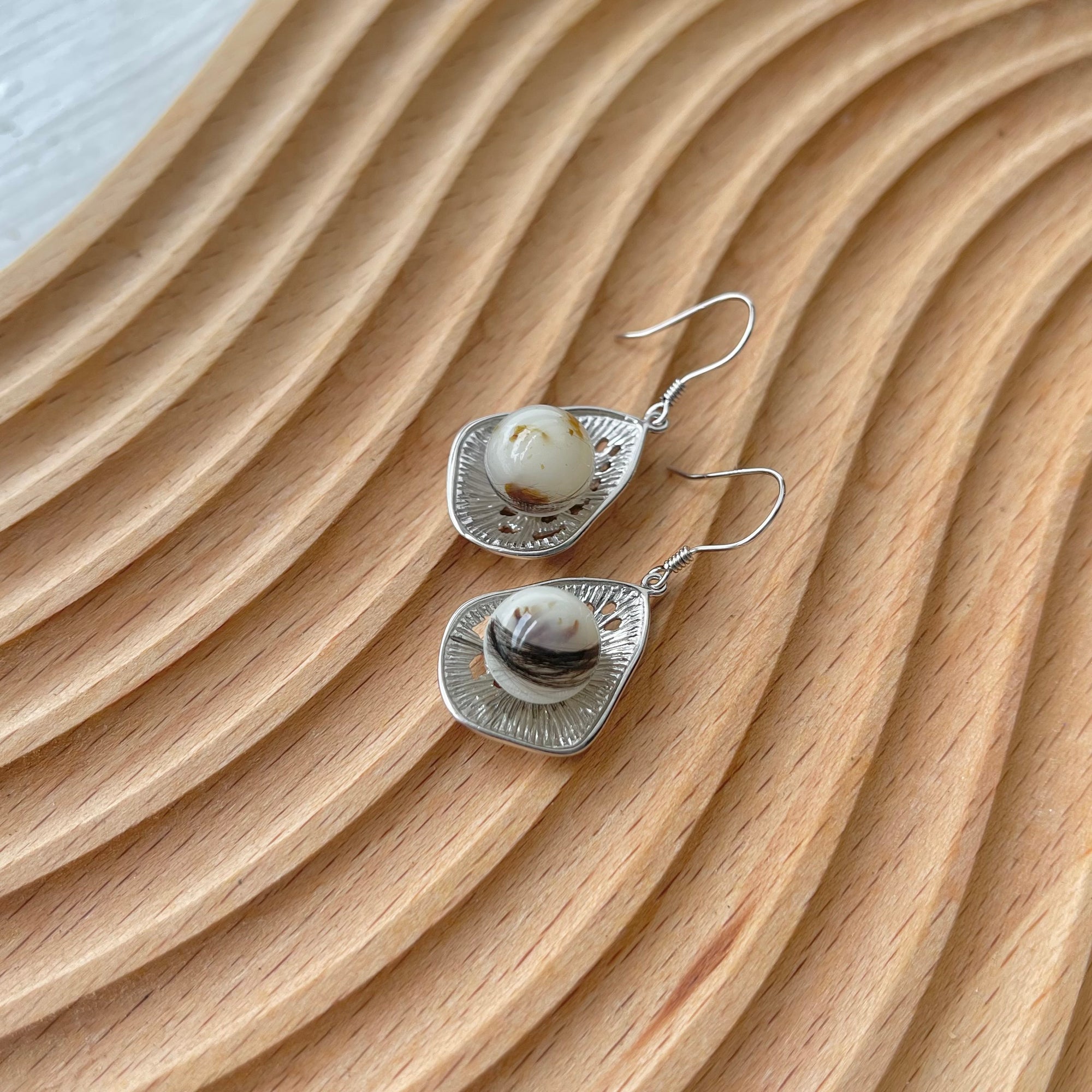 GLOBES: Azure Seashell Earrings