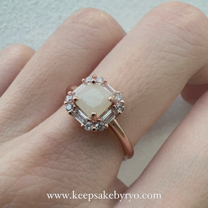 SOLITAIRE: JODIE RING WITH CUSHION INCLUSION STONE