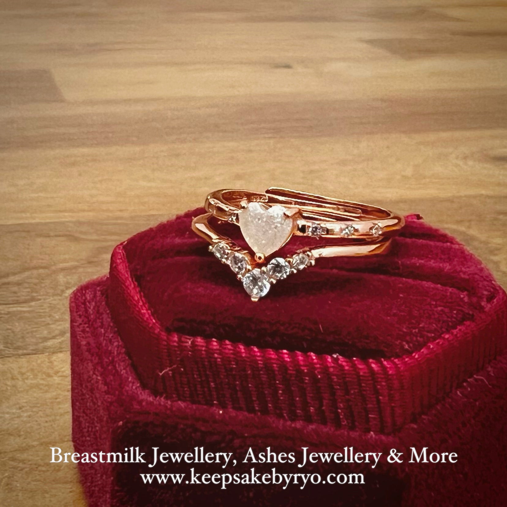 SOLITAIRE PHOEBE STACKING DUO RINGS WITH HEART SHAPED SOLITAIRE