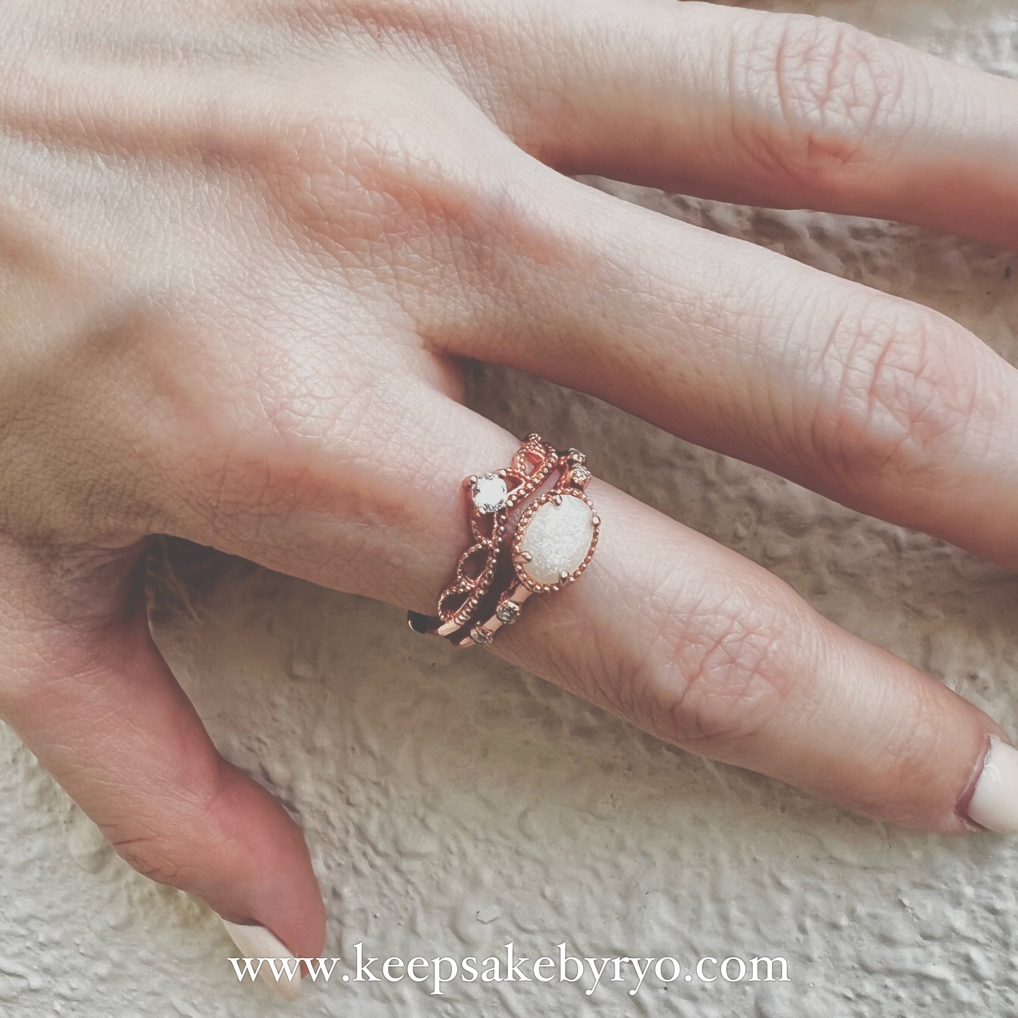 SOLITAIRE: AYAKO STACKING DUO RINGS WITH OVAL SOLITAIRE