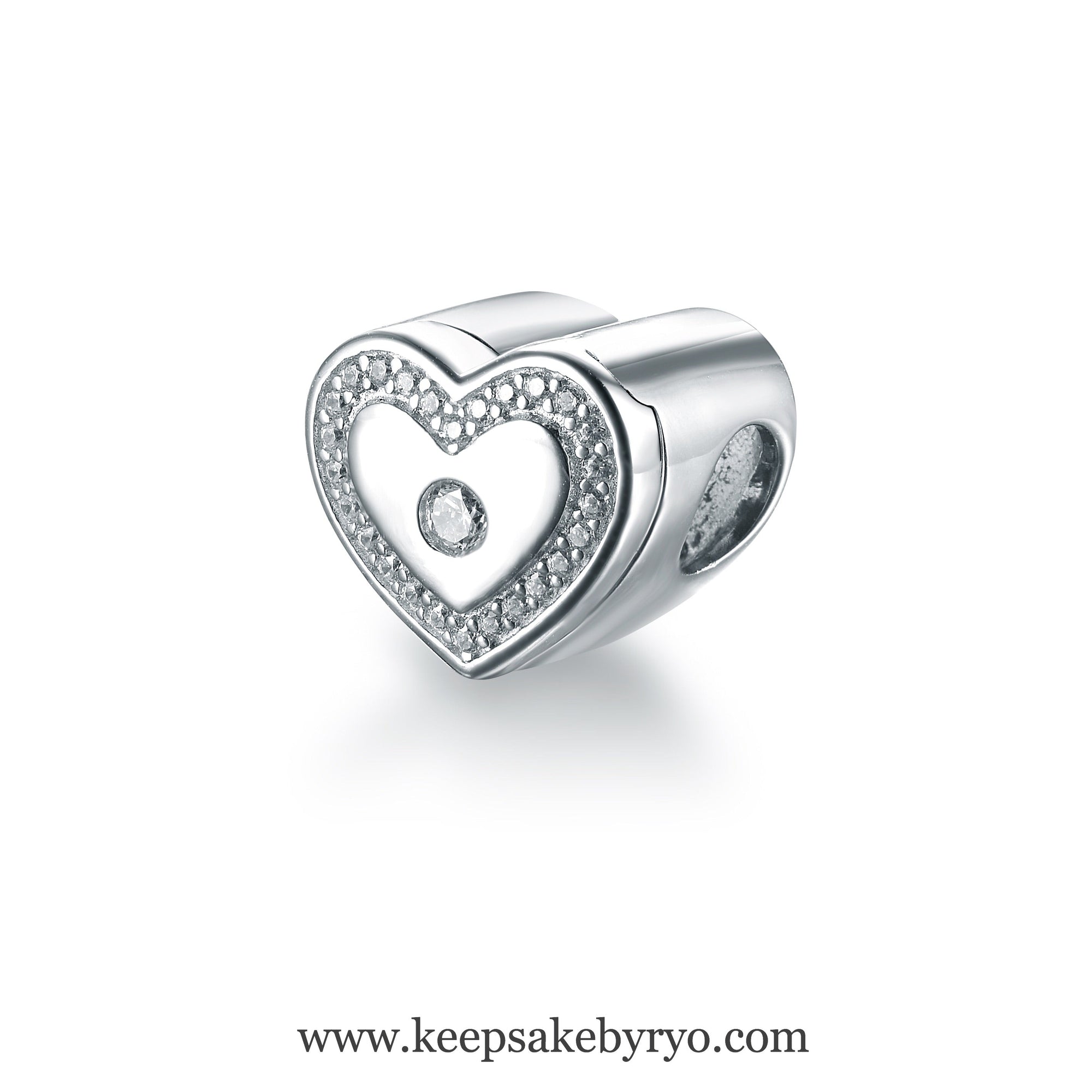 ASHES STERLING SILVER STUDDED HEART TREASURE CHEST CHARM
