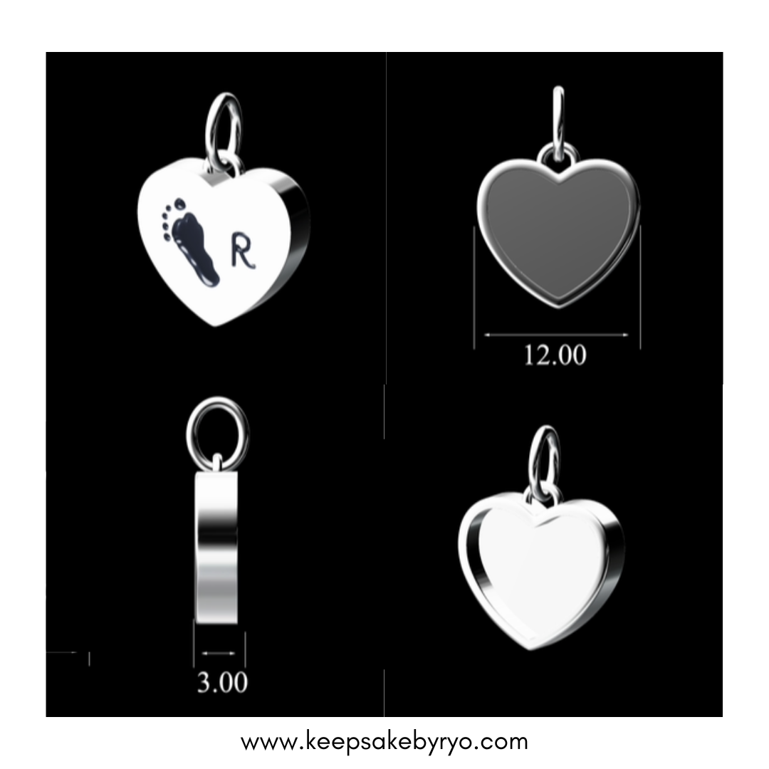 9K GOLD IMPRESSION: 12mm HEART INCLUSION & PRINT PENDANT