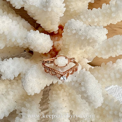 SOLITAIRE: AYAKO STACKING DUO RINGS WITH OVAL SOLITAIRE