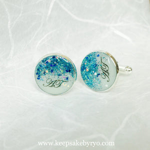 CUFFLINKS WITH GRADIENT GLITTER AND NAME