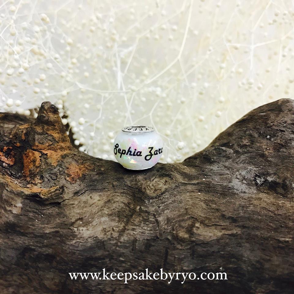 BREASTMILK EUROPEAN CHARM WITH HOLOGRAPHIC FLAKES