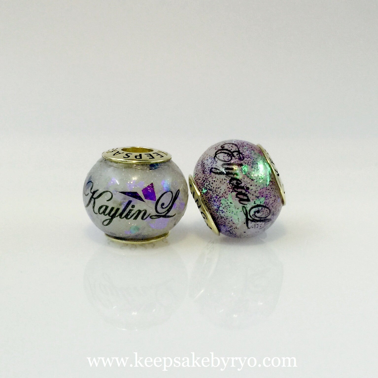 BREASTMILK EUROPEAN CHARM WITH HOLOGRAPHIC FLAKES AND SHIMMERS
