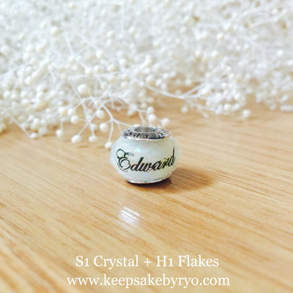 BREASTMILK EUROPEAN CHARM WITH HOLOGRAPHIC FLAKES AND SHIMMERS