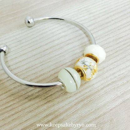 BREASTMILK EUROPEAN CHARM WITH PRECIOUS METAL FLAKES