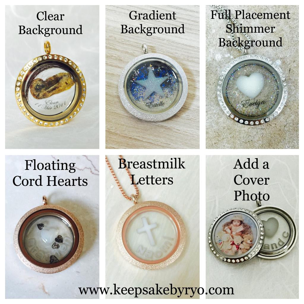 CORD & NAME WITH HAIR PERSONALIZED GLASS LOCKET