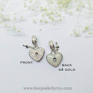 SPARKLING HEART LOCKET KEY DANGLING CHARM