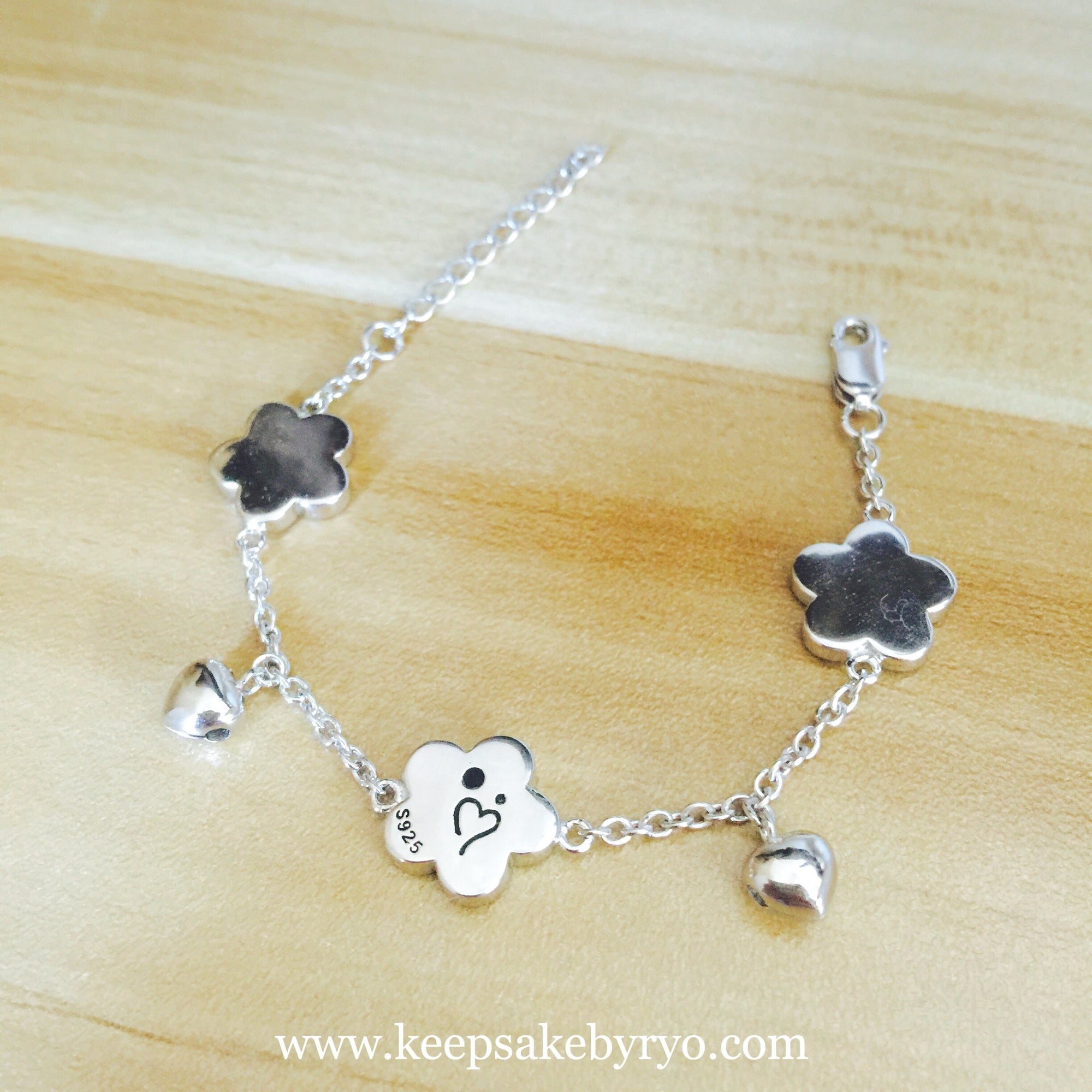 FIVE LEAF CLOVER BABY ANKLET WITH HEART SHAPED BELLS