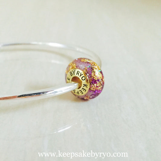 BREASTMILK EUROPEAN CHARM WITH MAJESTIC PURPLE MIX AND GOLD FLAKES