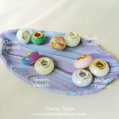 BREASTMILK EUROPEAN CHARM WITH HOLOGRAPHIC FLAKES AND SHIMMERS