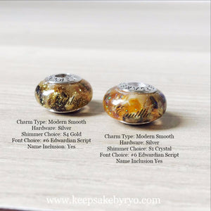 UMBILICAL CORD, HAIR & NAME WITH SPARKLE EUROPEAN CHARM