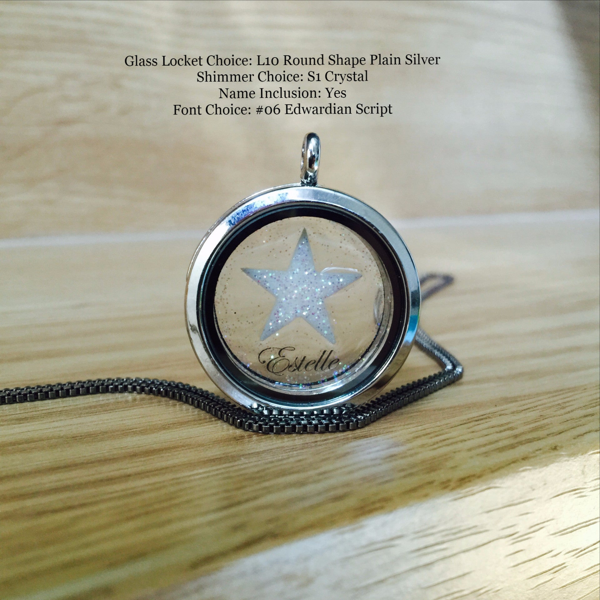 STAR AND NAME GLASS LOCKET