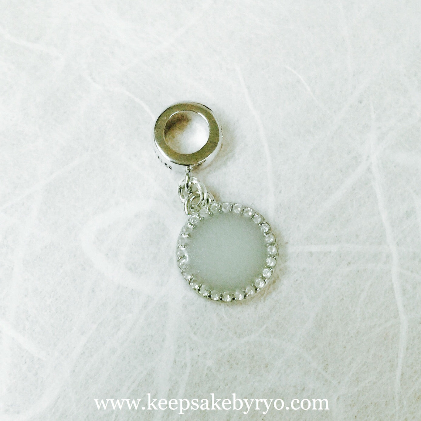 STERLING SILVER CUBIC ZIRCONIA DANGLING CIRCLE CHARM