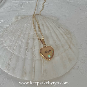 15MM CLASSIC HEART BREASTMILK PENDANT WITH ACCENT FLAKES NECKLACE