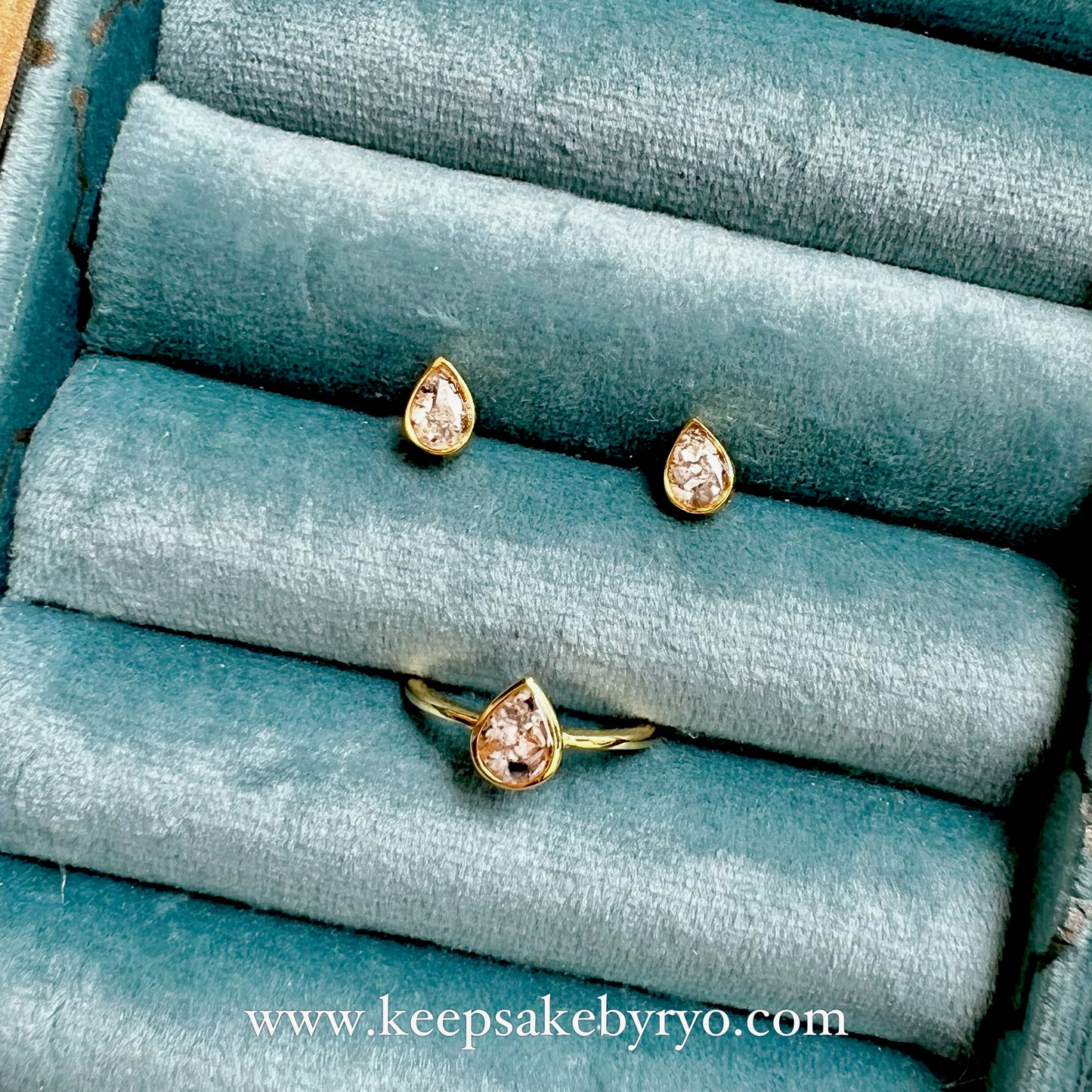 ASHES TEARDROP BEZEL STUD EARRINGS