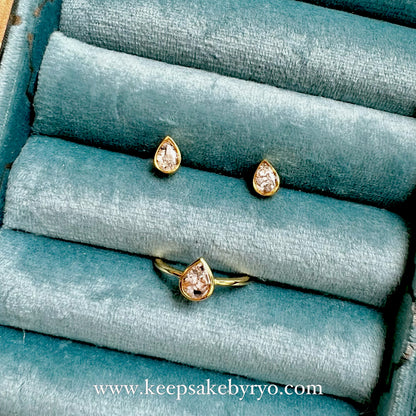 ASHES TEARDROP BEZEL STUD EARRINGS