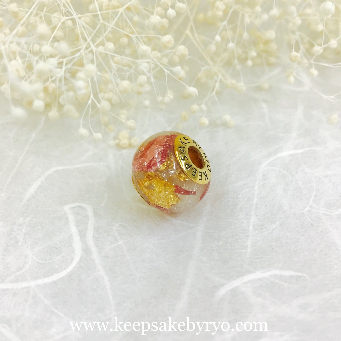 ROSE AND GOLD FLAKES SHIMMER BREASTMILK EUROPEAN CHARM