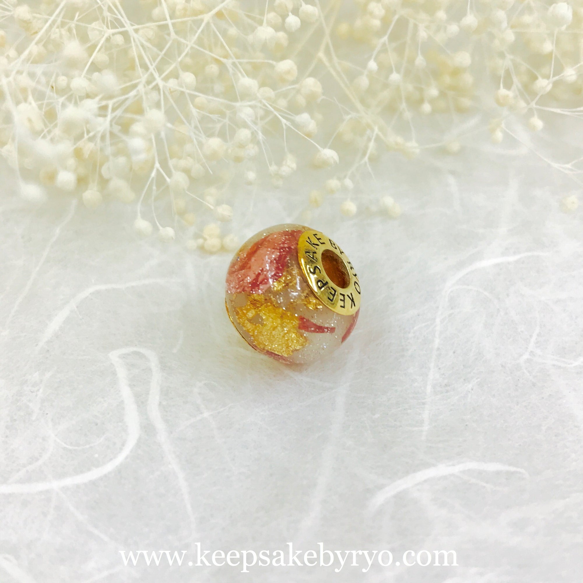 ROSE AND GOLD FLAKES SHIMMER BREASTMILK EUROPEAN CHARM
