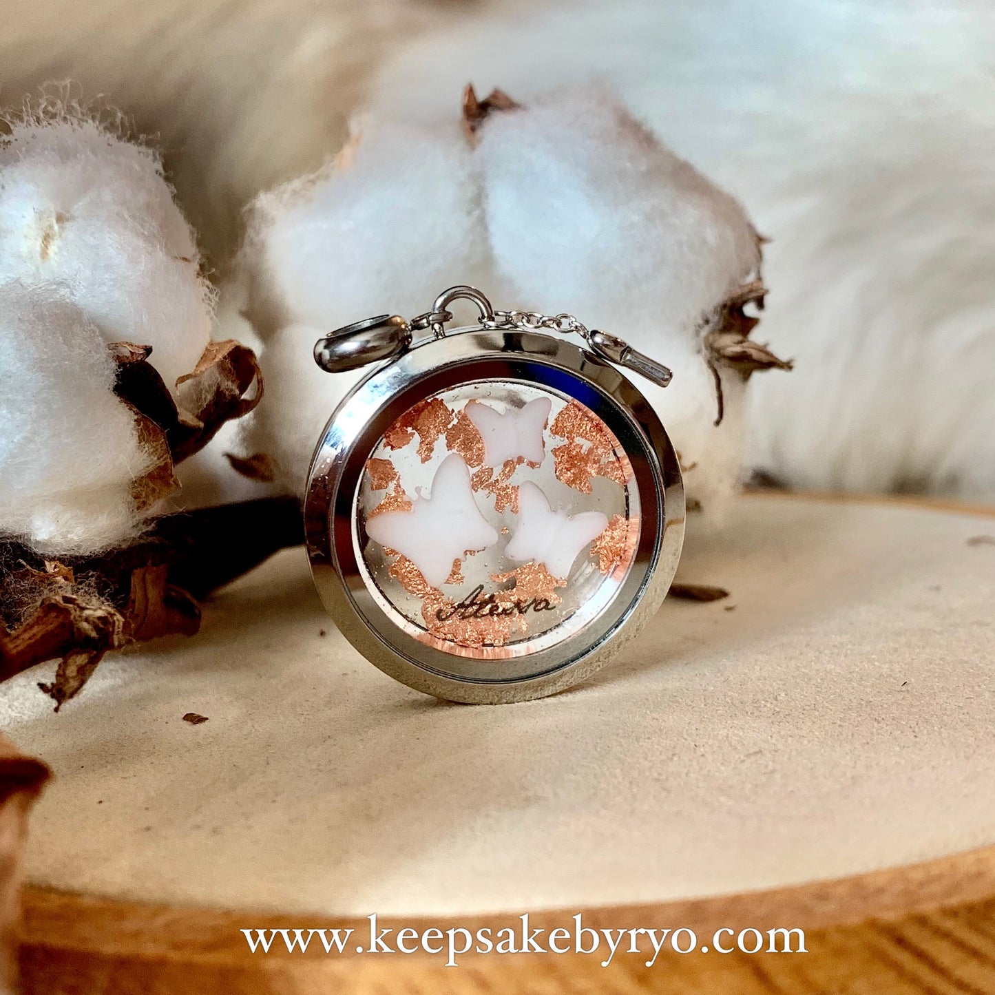BUTTERFLIES BREASTMILK GLASS LOCKET