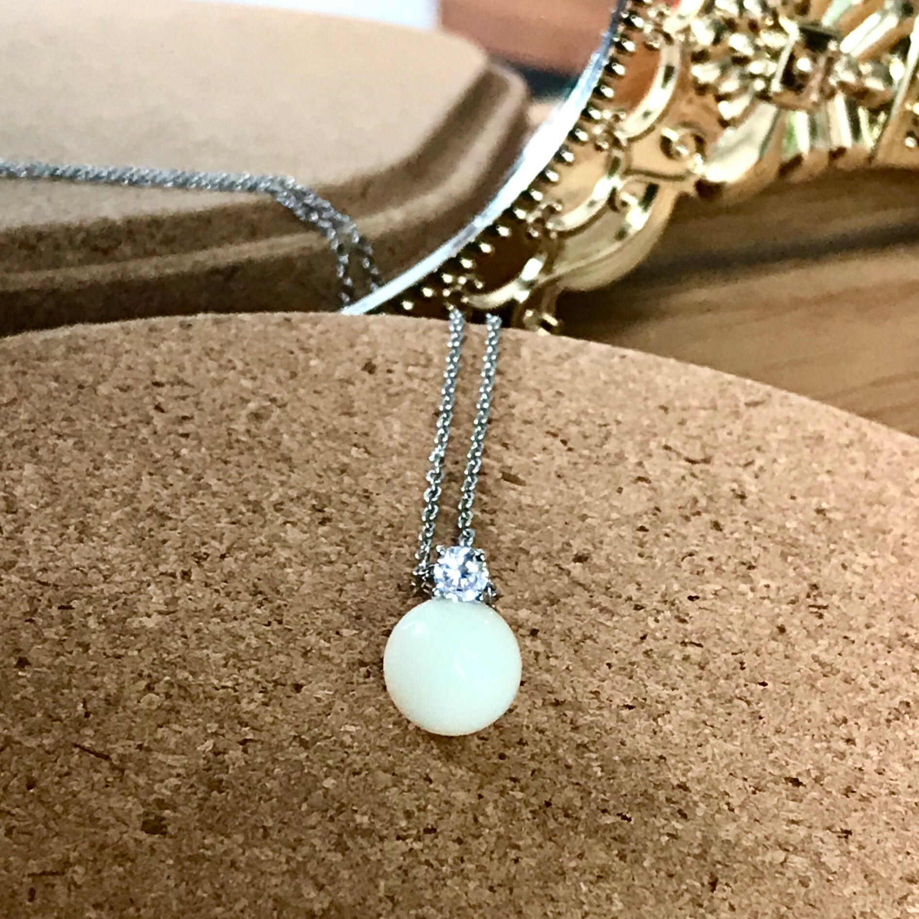 DIANA BREASTMILK PEARL WITH CUBIC ZIRCONIA PENDANT NECKLACE