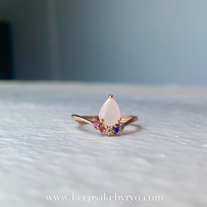 SOLITAIRE: COVA RAINBOW DROP WITH TEARDROP INCLUSION RING