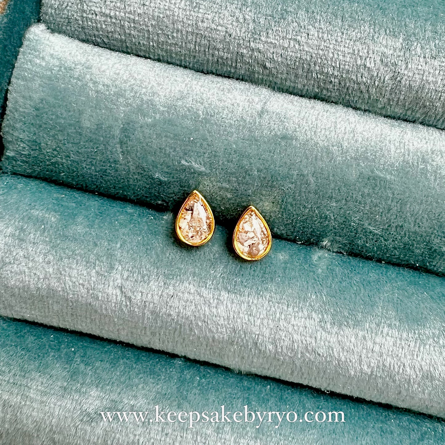 ASHES TEARDROP BEZEL STUD EARRINGS