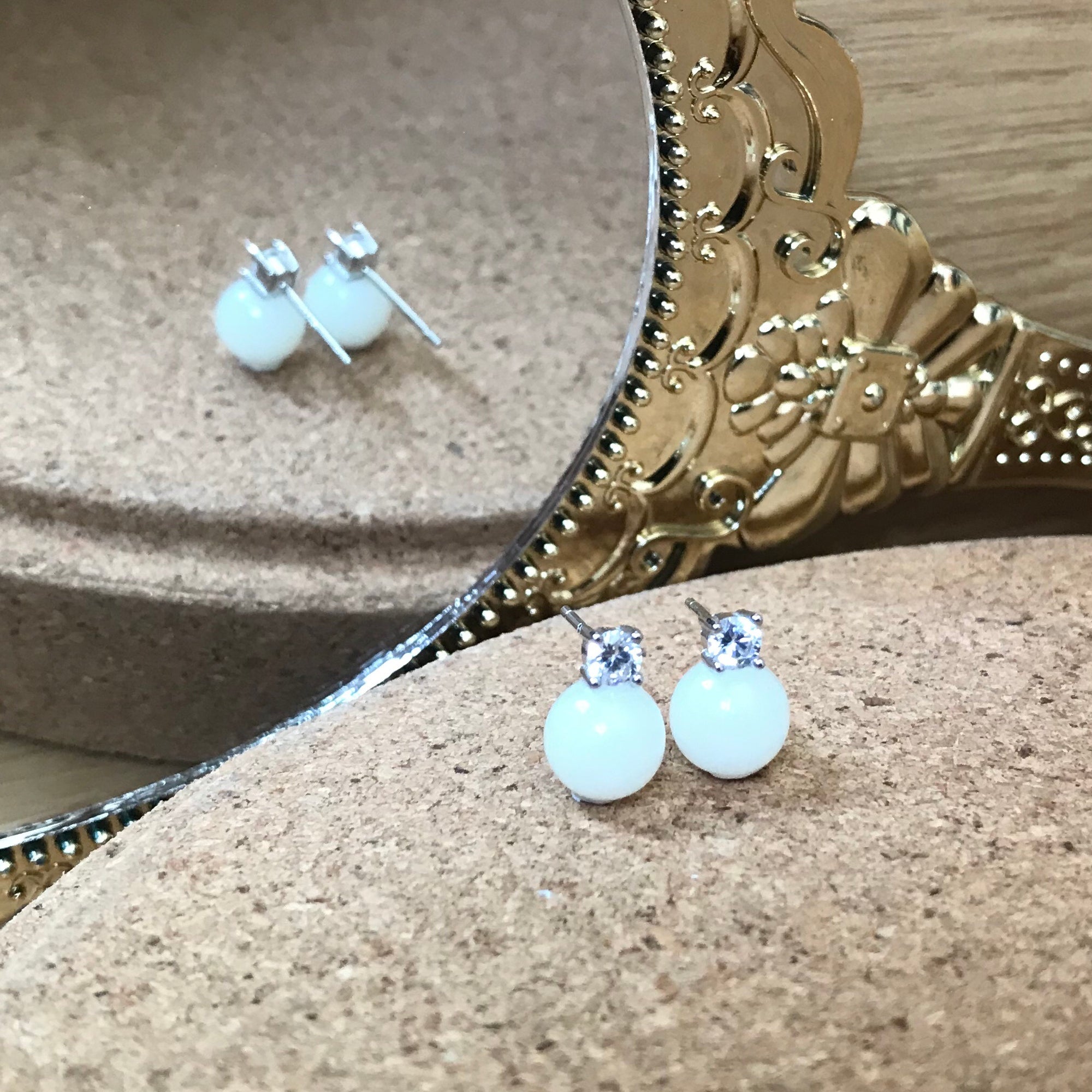 DIANA BREASTMILK PEARL WITH CUBIC ZIRCONIA EAR STUDS