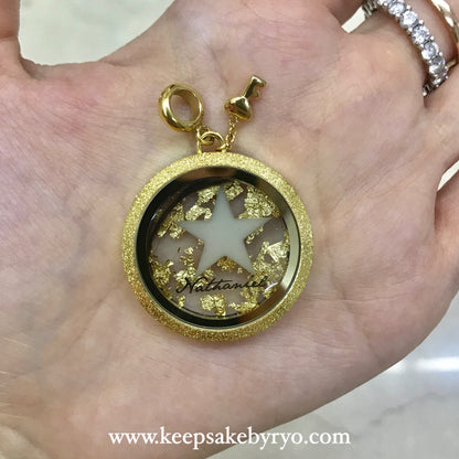 STAR AND NAME GLASS LOCKET
