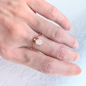 SOLITAIRE: COVA RAINBOW DROP WITH TEARDROP INCLUSION RING