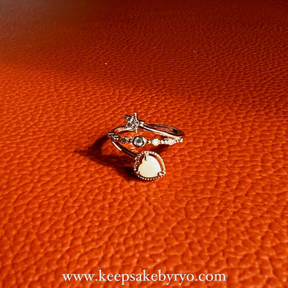 满月金 FULL MONTH GOLD & 百日金 100 DAYS GOLD: CELESTE RING WITH HEART INCLUSION SOLITAIRE