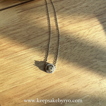ASHES 925 SOLITAIRE: OLIVIA PENDANT NECKLACE WITH ROUND INCLUSION STONE