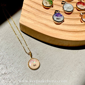 15MM CLASSIC ROUND BREASTMILK PENDANT NECKLACE IN BIRTHSTONE COLOURS