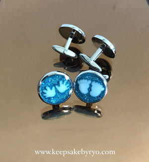 CUFFLINKS WITH BABY PALM AND/OR FOOT PRINTS