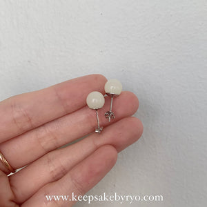 STERLING PEARL EAR STUDS