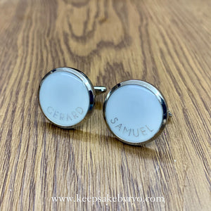 CUFFLINKS WITH HOLOGRAPHIC TEXT