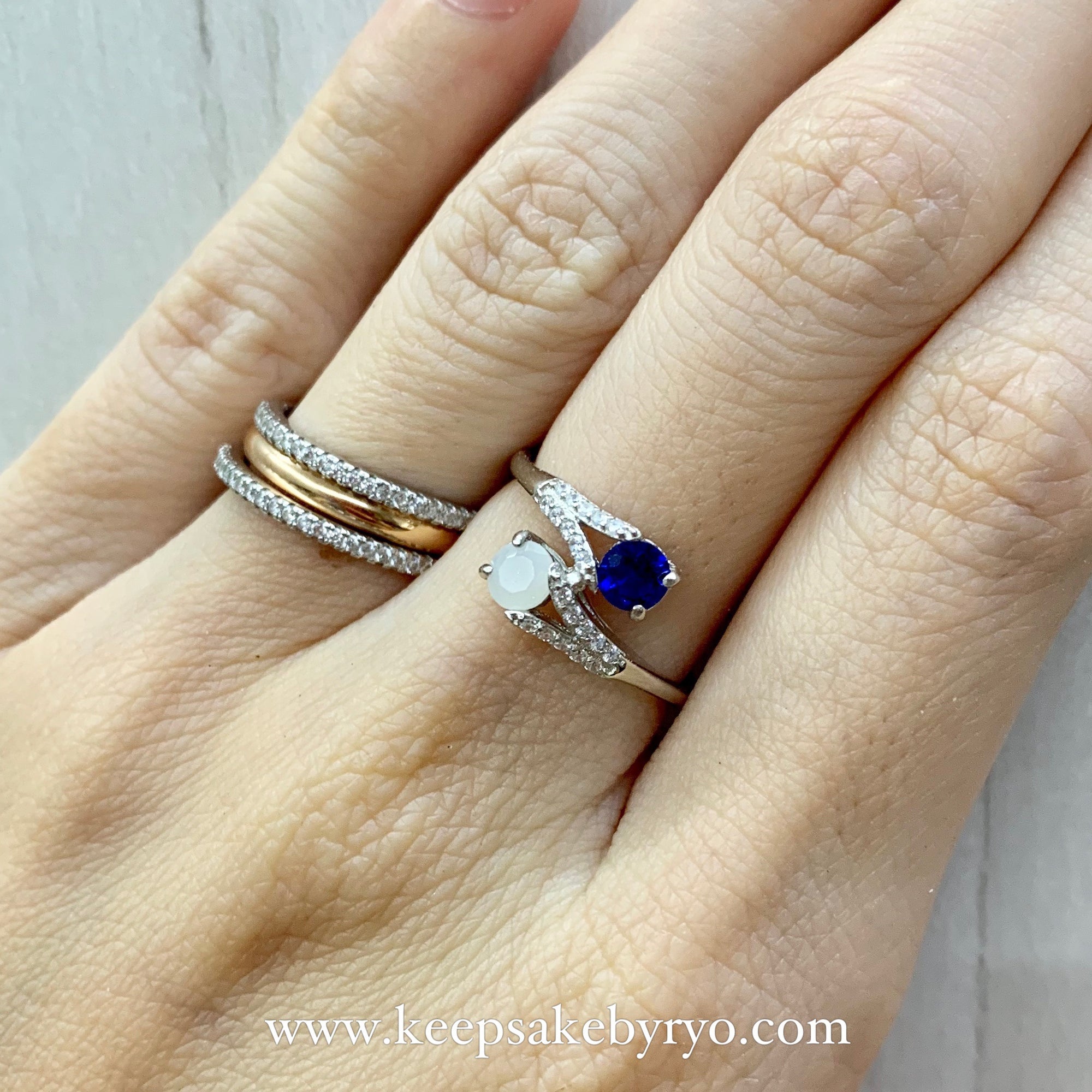 SOLITAIRE: LUNA BREASTMILK AND BIRTHSTONE DUO RING