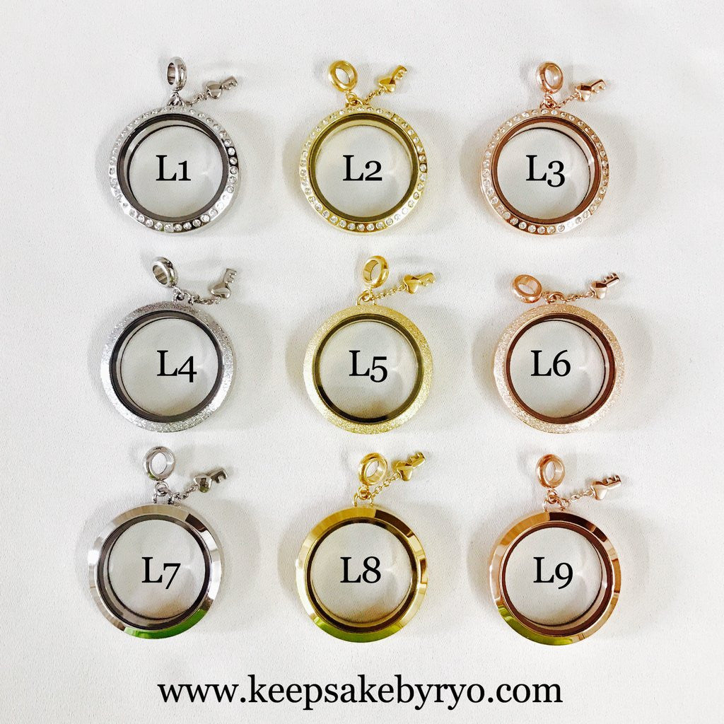 TRIPLE INCLUSION DUO HEARTS GLASS LOCKET