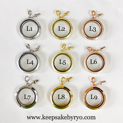 TRIPLE INCLUSION DUO HEARTS GLASS LOCKET