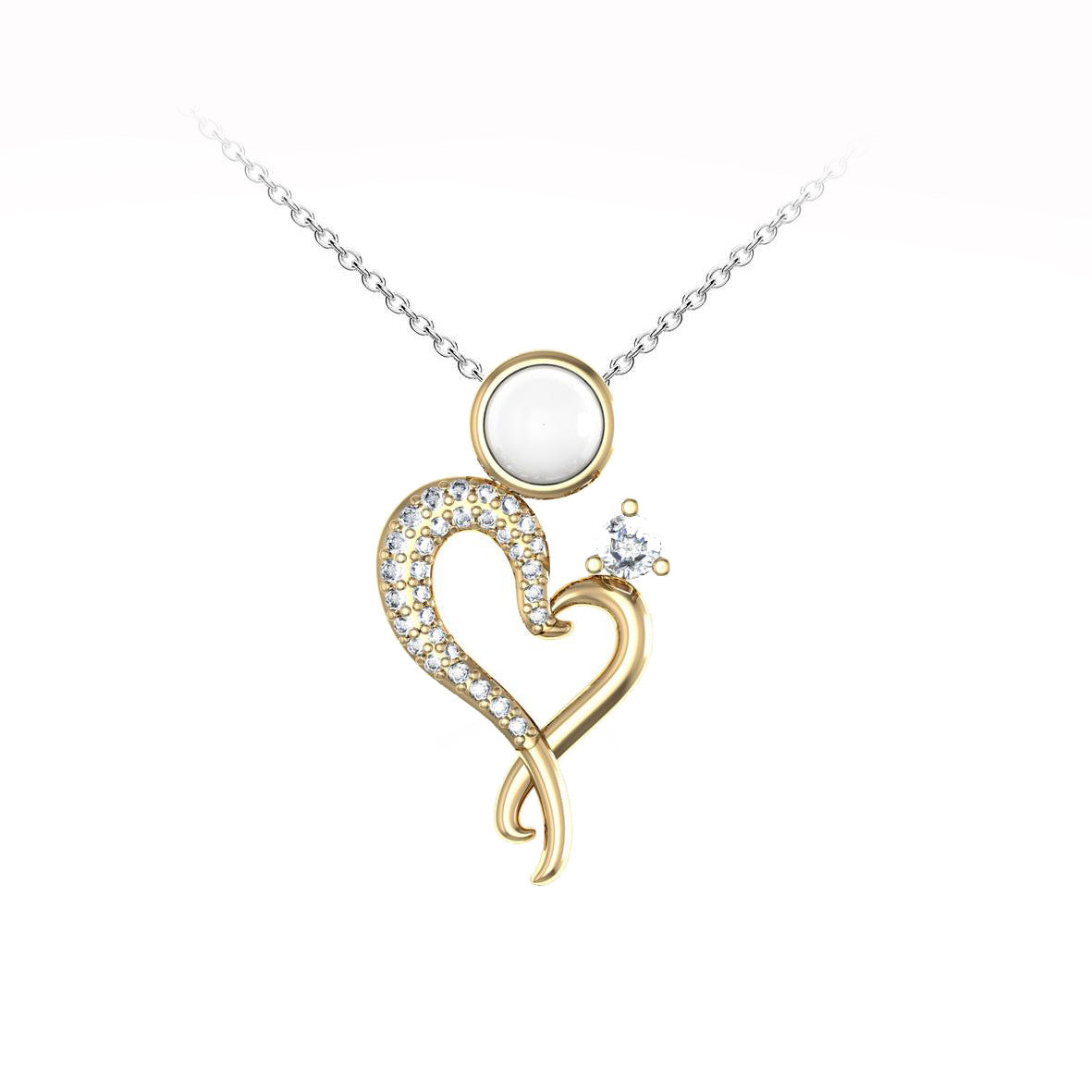 HEIRLOOM "MUMMY AND ME" PENDANT NECKLACE SOLID GOLD WITH DIAMONDS